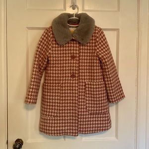 Boden wool pink and cream houndstooth jacket